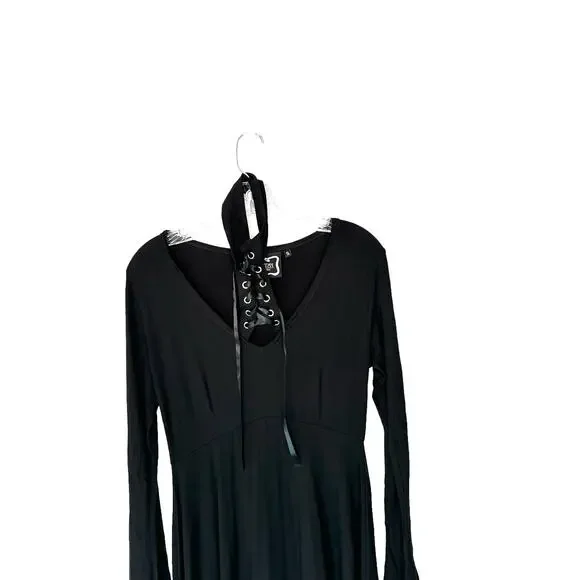 Killstar Black Spyda Lace Me Up Ribbon Emo Punk Gothic Witchy Dress‎ Size Small - Picture 5 of 11